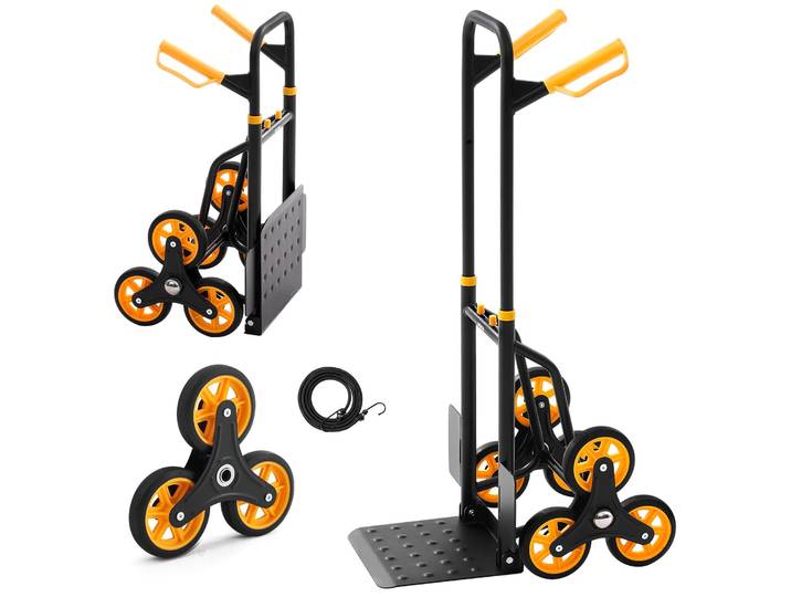 Diable pliable VEVOR pour escaliers\, capacité de charge de 150 kg\, diable pour escaliers à 6 roues et 2 sangles de serrage\, diable de transport\, diable pour escaliers\, diable empilable\, idéal pour la maison\, les courses et l'entrepôt