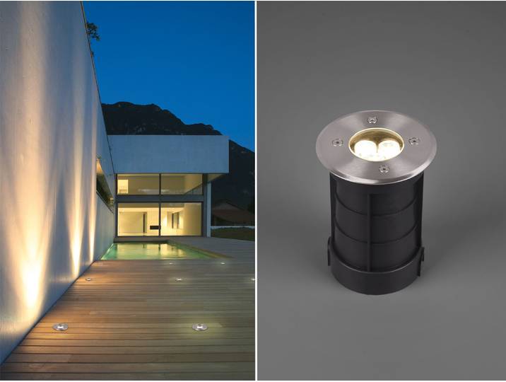 Runder LED Bodeneinbauspot Edelstahl Ø 11cm IP65 Bodenstrahler Einfahrt Terrasse