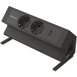 Fellowes 2-fach Desktop-Powermodul »POWER DESK 2 TYPE F« schwarz, 19.64x9.7x11 cm