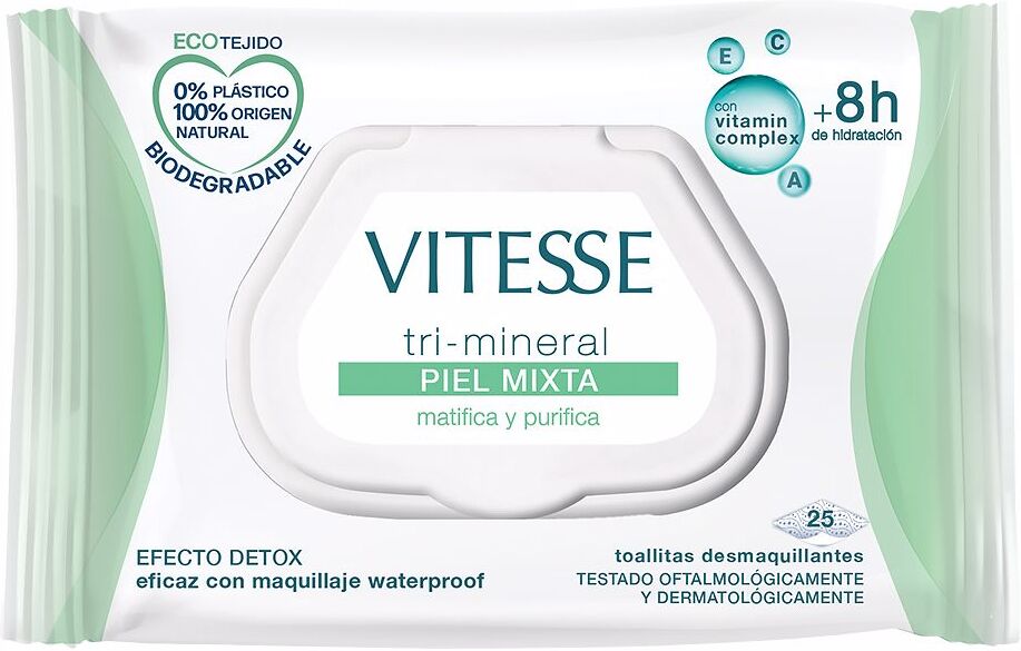 Vitesse TRI-MINERAL Piel Mixta toallitas desmaquillantes 25 u