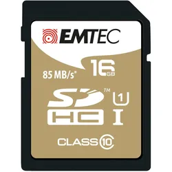 Emtec Gold+ Flash-Speicherkarte (16 GB, SDHC, U1, UHS-I), Speicherkarte, Schwarz, Braun