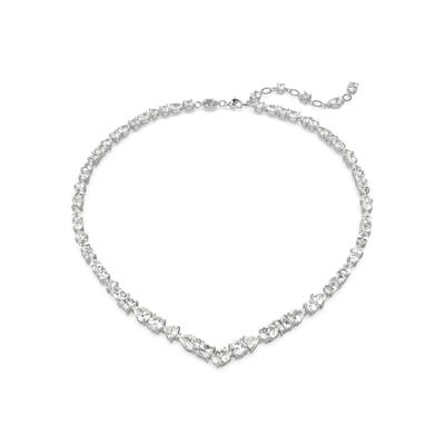 Collier SWAROVSKI "MESMERA", silber (metallfarben, kristallweiß), Halsketten, Damen, Metall, L: 45 B: 18,6mm, Collier, mit Swarovski Kristall, B:18,6mm