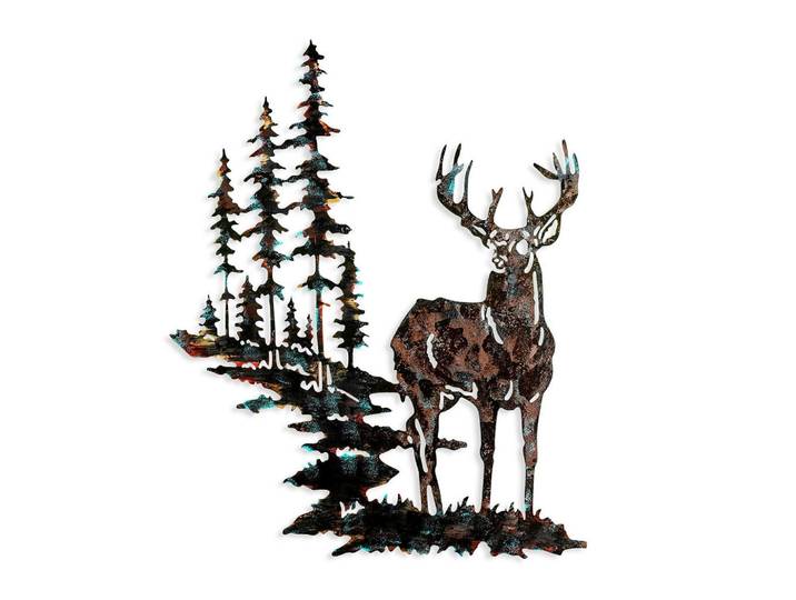 X-Mas Metallbild Deer, Mehrfarbig, Metall, 65x79 cm, 3D-Effekt, einfache und schnelle Anbringung, Dekoration, Weihnachtsdekoration, Winterdeko