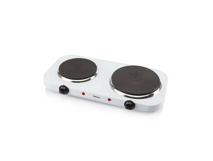 TRISTAR Doppelkochplatte KP6245 , schwarz-weiss (weiß), Kochplatten, Doppelkochplatte