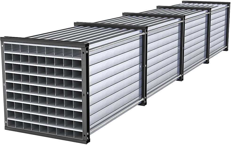 Wabenregal, HxBxT 1000 x 1000 x 6000 mm, 81 Wannen, 9 x 9 Fächer eurokraft pro