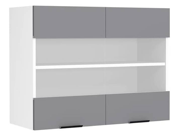 VCM Küchenmöbel Hängeschrank Weiß/Anthrazit 80x31x60 cm 2 Türen 2 Fächer Wandhängender Stauraum für Geschirr und Vorräte - Küche oder Vorratsraum - für Hausbesitzer - Holzwerkstoff