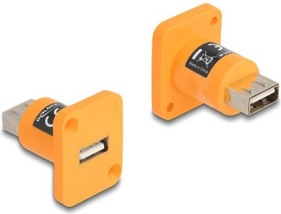 Delock D-type module USB 2.0 type-A mannelijk naar vrouwelijk oranje