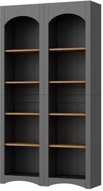 Klair Living "Free Standing 5 Tier Bookshelves Set of 2, Farmhouse Two-Tone Storage Cabinet - 39.3"" W × 12.4"" D × 72"" H"