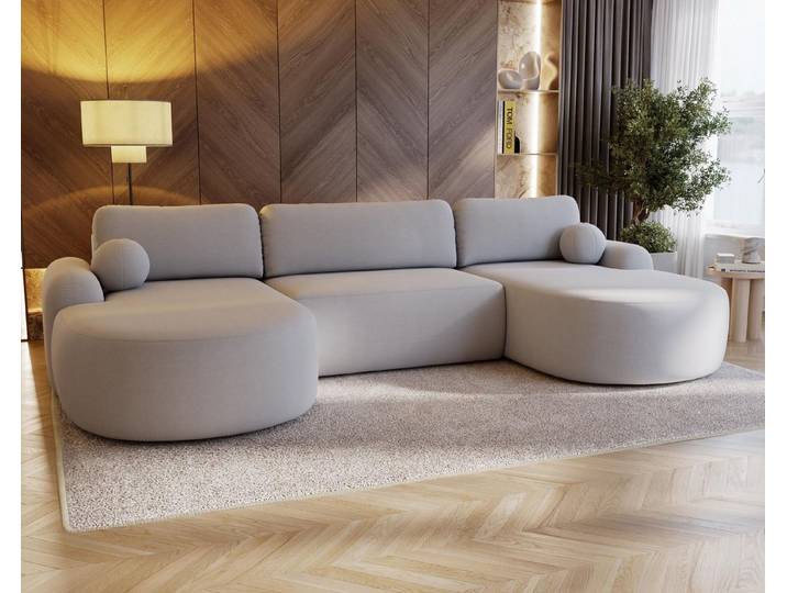 Compleo Ecksofa Design U-Form Ecksofa Bouclé, luxuriöses, runde Formen OLIO, Modern Wohnzimmer, komfortables Couch