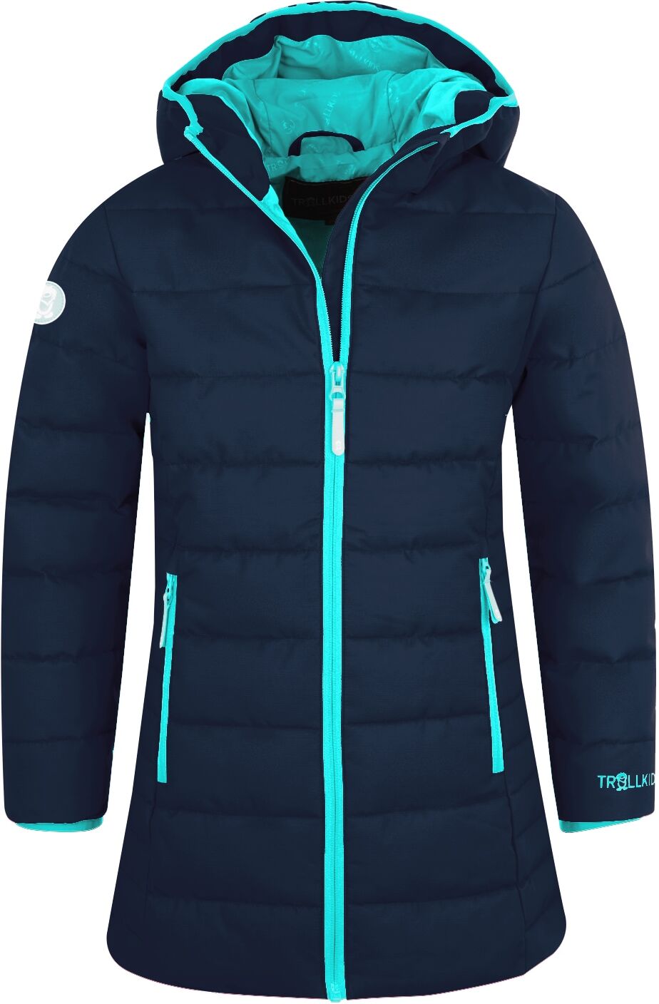 Funktionsmantel TROLLKIDS "GIRLS STAVANGER COAT", Mädchen, Gr. 164, blau (dunkelblau), Steppware, Obermaterial: 100% Polyester. Futter: 100% Polyester. Wattierung: 100% Polyester, kontrastfarbene Details, unifarben, angesetztes Bündchen, Mäntel Funktionsm