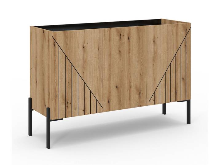 furnling Sideboard Nevo (1 St), 3 Türen, mit eingefrästem Design, abgesenkter Oberboden, Breite 120 cm