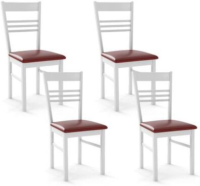 Costway Wood Dining Chairs Set of 4 with Rubber Wood Frame-White