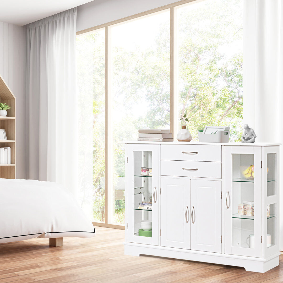 costway Standard Base Cabinet White 81cm W X 107cm H X 30cm D