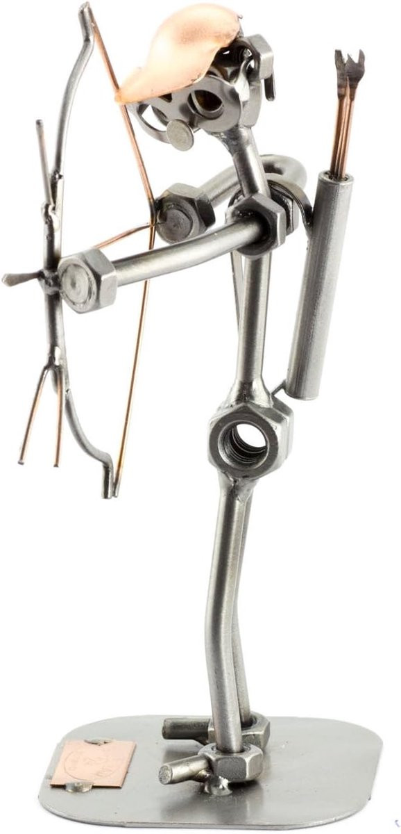 Handgemaakt uniek metalen figuur stalen mannetje decoratie zilver