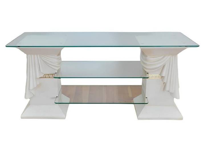 JVmoebel TV-Schrank Medusa RTV Sideboard in edlem Design mit Regal und Vitrine (1-St., Regal mit Schärpe+ Taler 56 cm Hoch-Material:Acryl/Stuck) Made in Europa