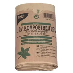 PAPSTAR 10 Abfallbeutel Kraftpapier 10 l 35 cm x 21 cm x 15 cm braun