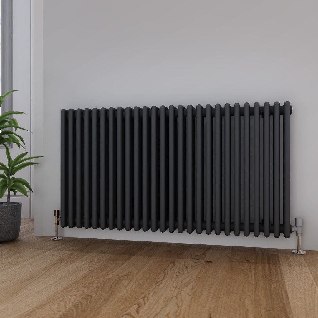 Belfry Bathroom Varda Horizontal Designer Radiator Gray 600mm H x 1190mm W x 100mm D