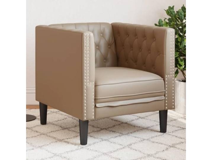 HEFZGDB Chesterfield-Sessel Cappuccino Kunstleder – Klassischer Polstersessel mit Knopfheftung, bequemer Sitzfläche und stabilen Stützbeinen für langlebigen Komfort und Elegantes