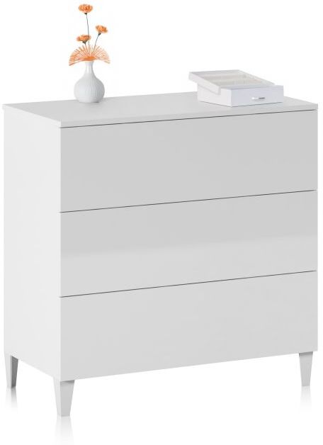 duehome Cómoda de 3 cajones amplios 80x76 cm Plex - Blanco