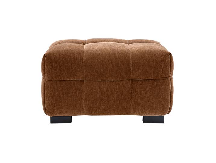 Pouf repose-pieds design en tissu effet velours terre brûlée CORTO