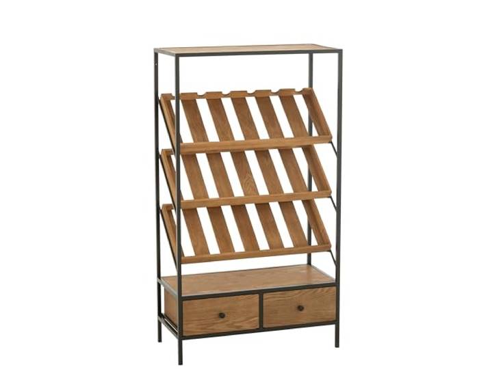 J-line Weinbar Möbel - Holz - Natur/Schwarz - Medium