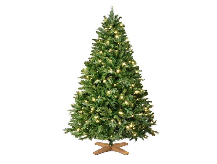 Merry Tree Weihnachtsbaum aus PE & PVC Mix mit LED Beleuchtung, 150 cm, Grün, Kunststoff, 150 cm, Dekoration, Weihnachtsdekoration, Christbäume & Zubehör