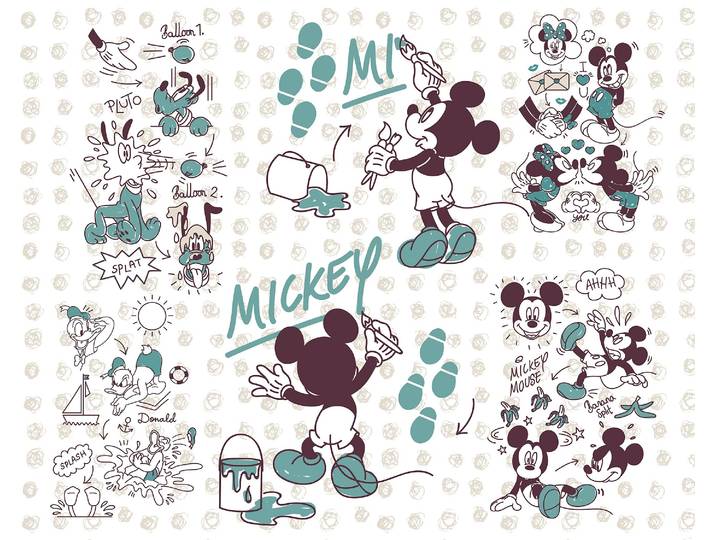 Vliestapete KOMAR Digitaldruck Vlies - Mickey and Friends - Grösse 350 x 280 cm , bunt, B:350m L:280m, Vlies, Tapeten, Vliestapete, Kinderzimmer