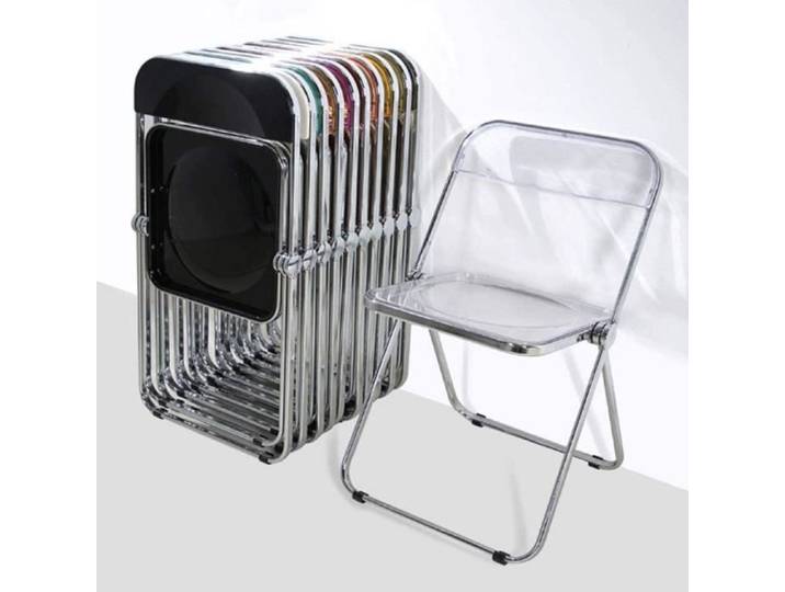 XUANYU Chaise pliante en acrylique transparent pour intérieur-extérieur avec cadre en métal 1pcs