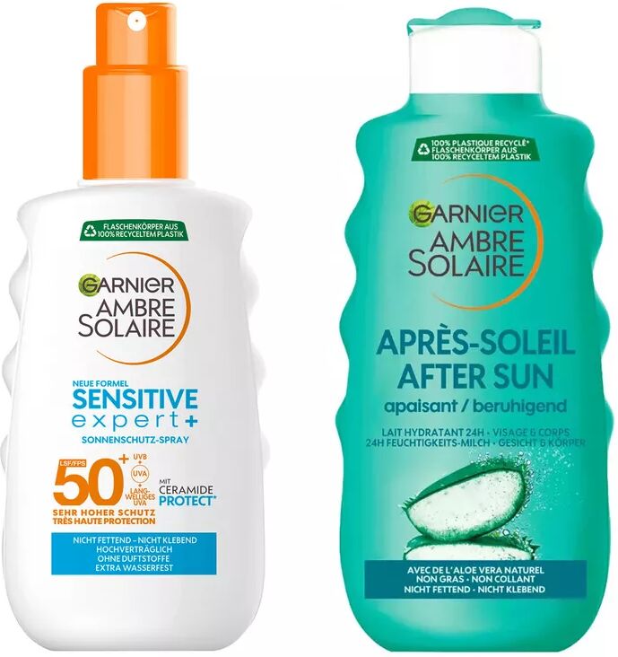 Garnier - Sensitive expert+ Sonnenschutz-Spray LSF 50+ + Aftersun Milch, Set