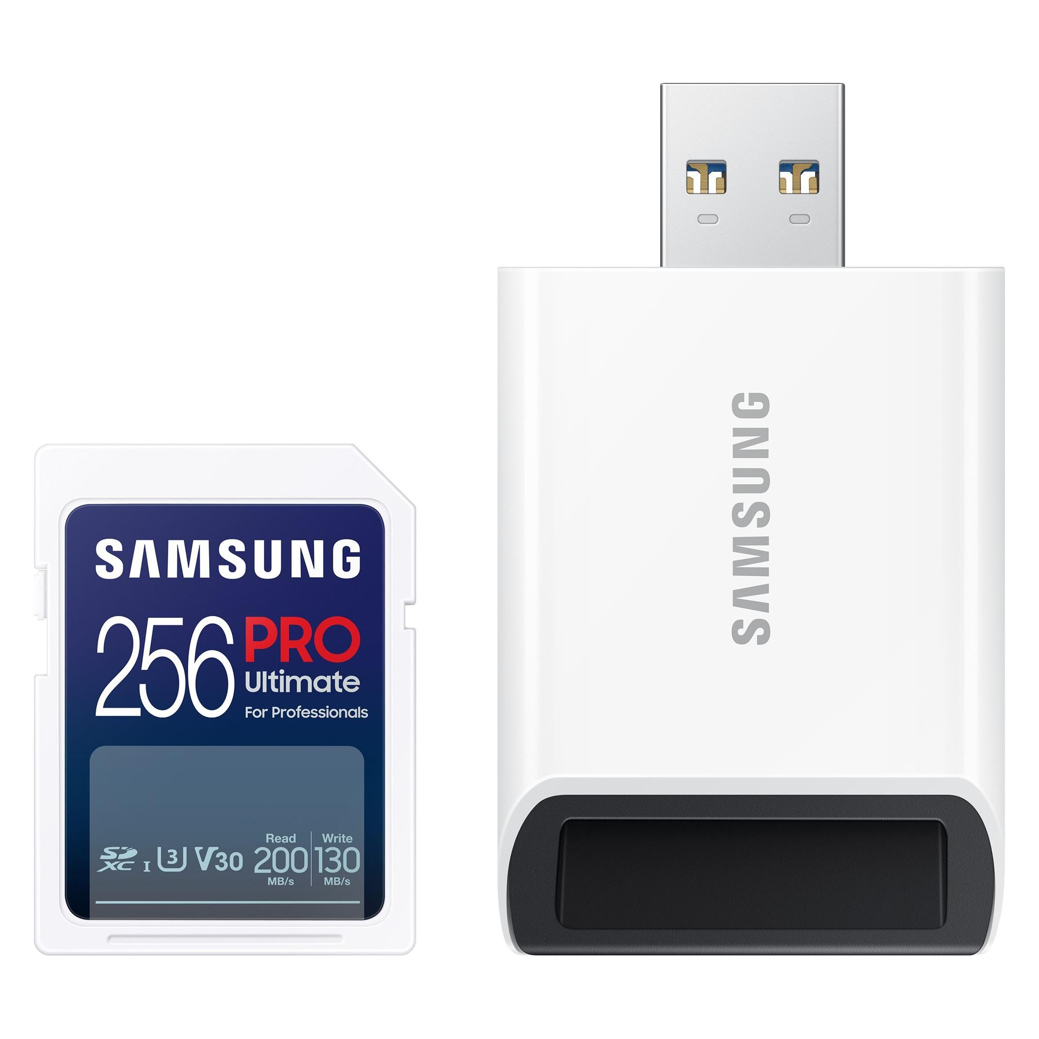 Samsung PRO Ultimate mit USB-Cardreader (256 GB, SDXC, U3, UHS-I) (MB-SY256SB/WW)