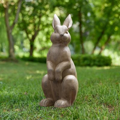Glitzhome MGO Standing Rabbit Garden Yard Statue Summer Bunny Figurines