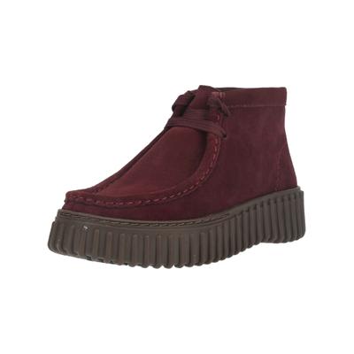Schnürstiefelette CLARKS "Clarks Stiefelette Veloursleder", Damen, Gr. 39, burgundy, Veloursleder, Schuhe Schnürstiefelette