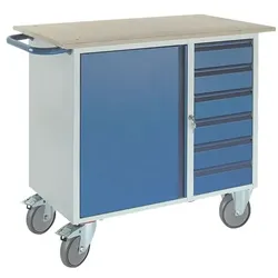 ROLLCART Werkstattwagen 6 Schübe blau, 111x86x60 cm