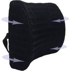 Lendenkissen MCW-N77, Rückenkissen Lordosenstütze, Memory Foam Stoff/Textil waschbar Befestigungsgürtel schwarz