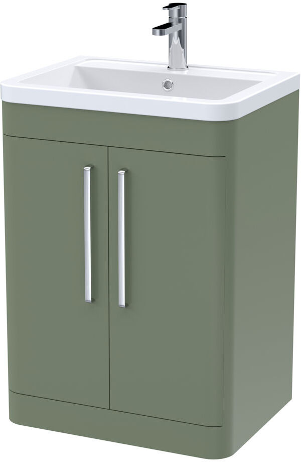Nuie Parade 600 mm Freestanding Single Vanity with Integrated Basin Satin Green 600mm W