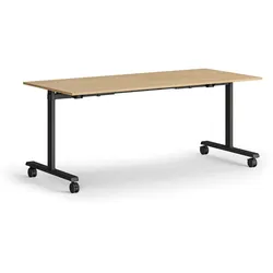 Mobiler Schreibtisch MATCH, 180x80 cm, schwarzes Metallgestell, Buche