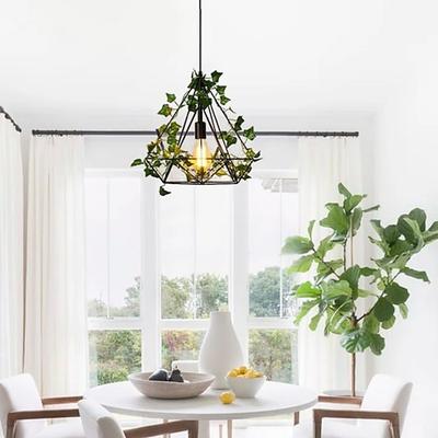 Kronleuchter, verstellbarer Kronleuchter, moderne Decke, grüne Pflanze, Blume, Diamant-Kronleuchter, Fenster, Kaffee, Restaurant, Vintage-Kronleuchter, Innendekoration, Simulation