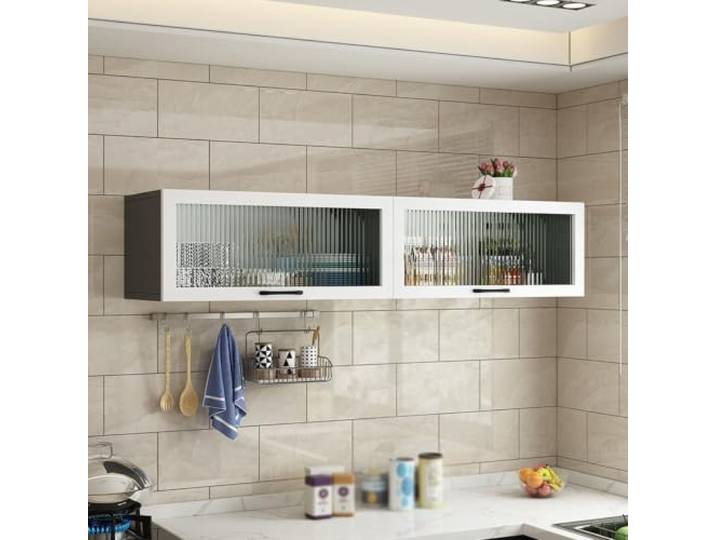 Küchenschrank Mit Hochklappbaren Türen, Speisekammer-Organizer Aus Holz For Den Heimgebrauch In Der Küche(Gray+white,100*30*30cm)