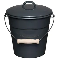 Riess Email Allzweckeimer mit Deckel 20cm 3,5L DARK GREY, Abfalleimer, Grau