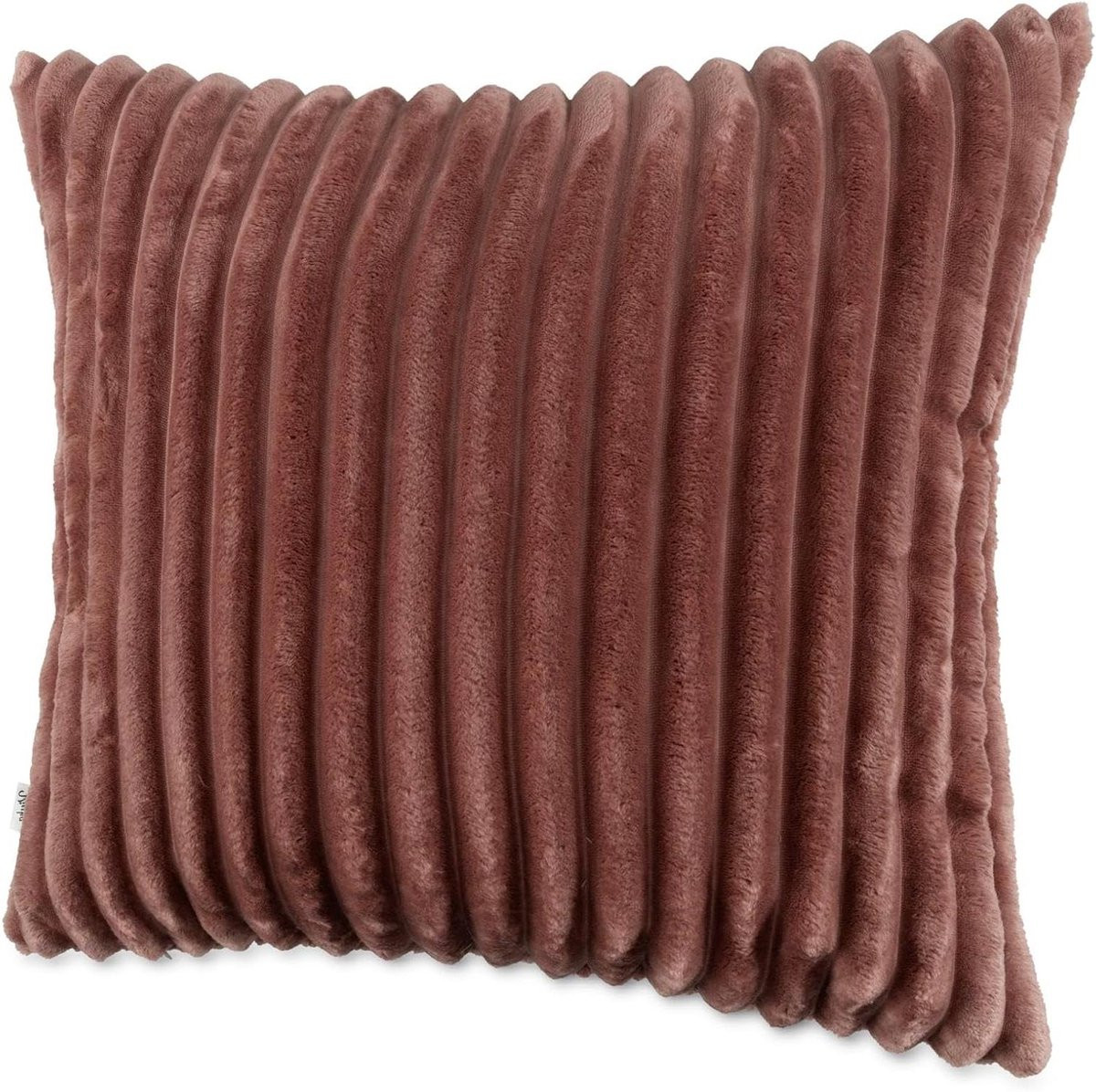 Ultrazacht gestreept sierkussenhoes van corduroy pluche in roze, 50 x 50 cm