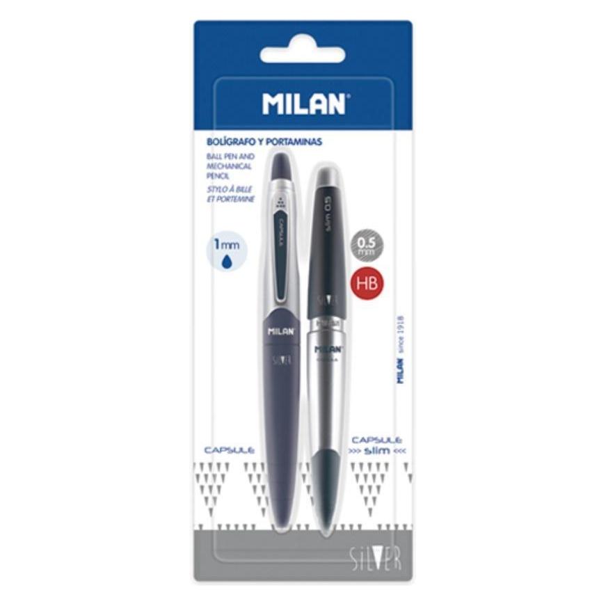Milan Kapsel Silver Kugelschreiber + Druckbleistift (1x) (48018424)