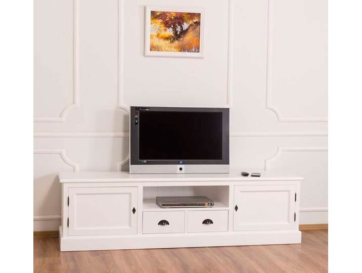 Großes Landhaus TV-Lowboard weiß - 200 cm