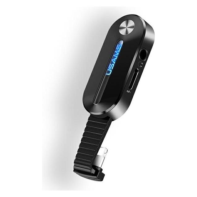 Usams Adapter AU10 2w1 Lightning - 3,5mm + lightning LED czarny/black SJ358LN01 (US-SJ358) (Klinkenadapter) (SJ358LN01)