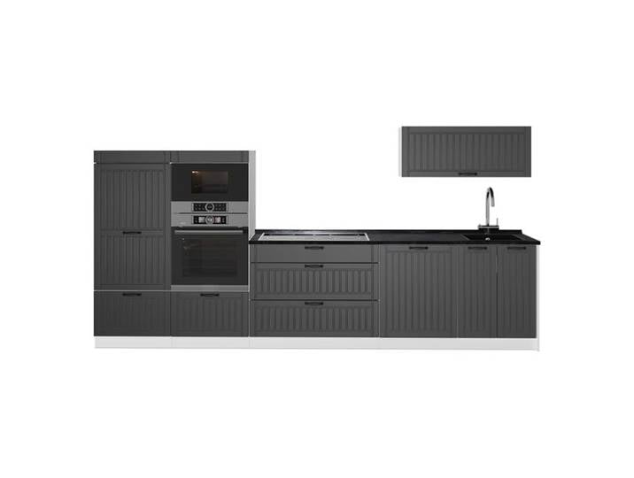 Cuisine Fame-Line 340cm PT Anthracite Gris foncé/Blanc Vicco 64530