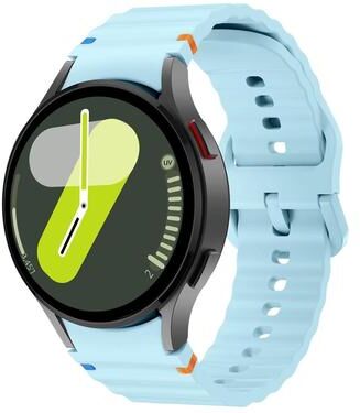 Everyday Crate Samsung Galaxy Watch FE 40mm Silicone Watch Band Wave Pattern Adjustable Replacement Strap light Blue