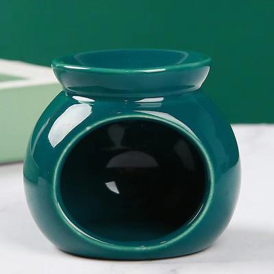 Inspired Finds Porcelain Essential Oil Aroma Burner Ceramic Candle Diffuser Minimalist Home Aromatherapy Decor dark Green