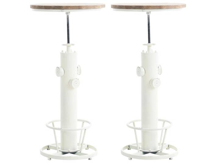 CLP Stehtisch 2er Set Metall antik weiß, Weiß, Weiß, 54x91x54 cm, Esszimmer, Esstische, Stehtische