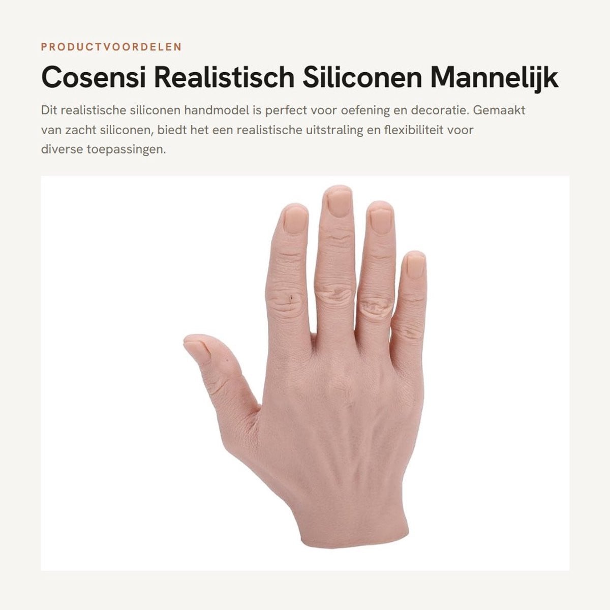 Dailygoods Realistische Siliconen Mannelijke Handmodel - Buigbaar en Herbruikbaar - 18 x 11 cm