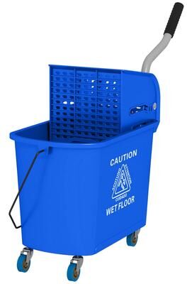 CoolArea 21 Quart Mop Bucket on Wheels with Mesh Wringer and Press Grip for Floor Cleaning