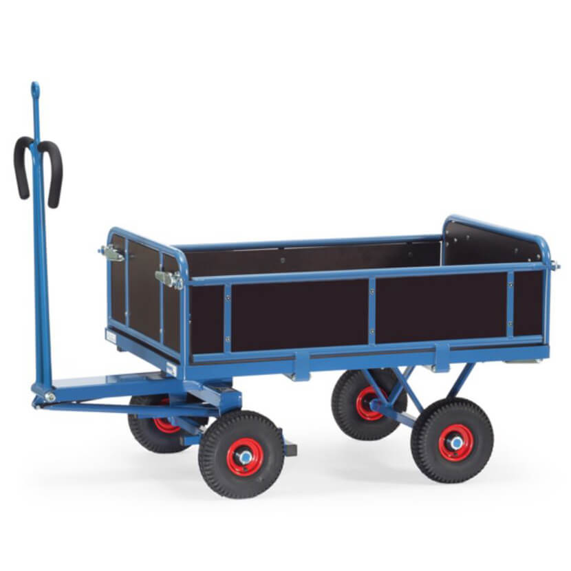 Fetra Handpritschenwagen Bordwände, Zugöse 700 kg LxB 1.200 x 800 mm Luftreifen